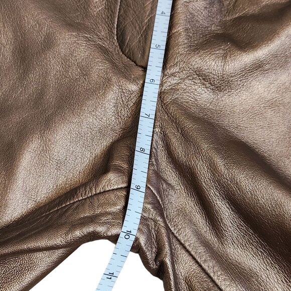 Cache Vintage 90s Leather Low Rise Bootcut Pants Y2K Metallic Bronze 6 NWT - Picture 8 of 9